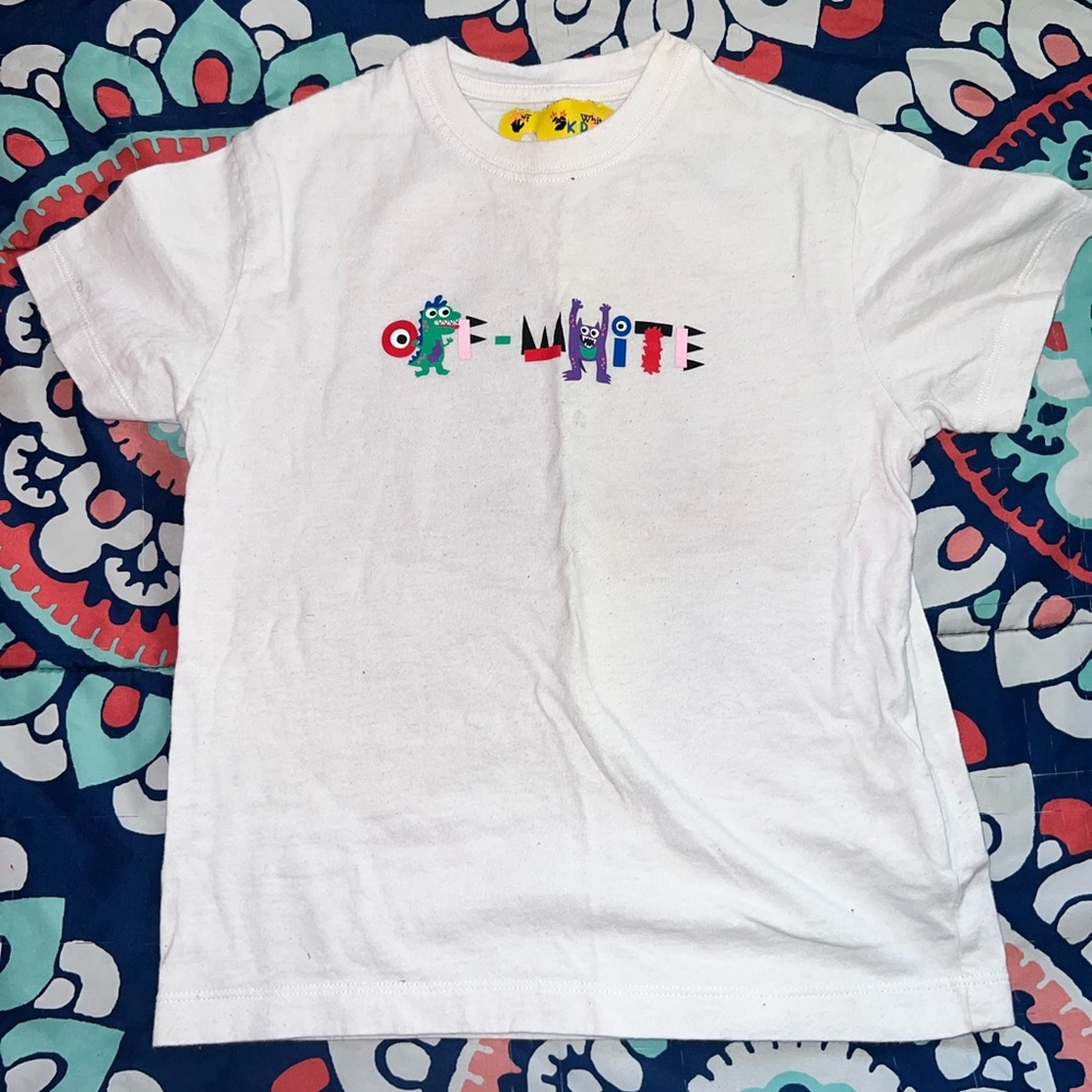 Off white kids little monsters logo cotton graphic tee